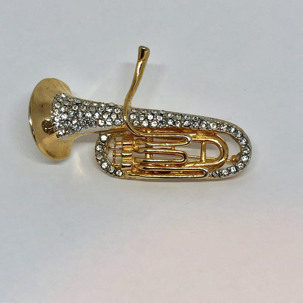 Musical Tuba Diamante Brooch Vintageonline