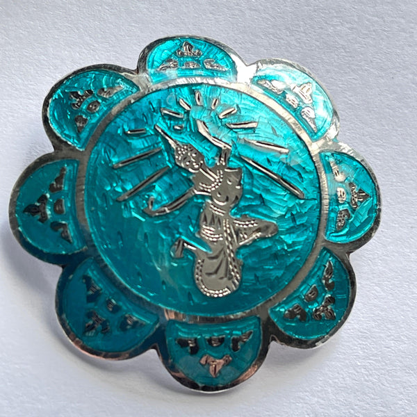Niello Thai Silver Vintage Brooch-Vintageonline-Vintage Online