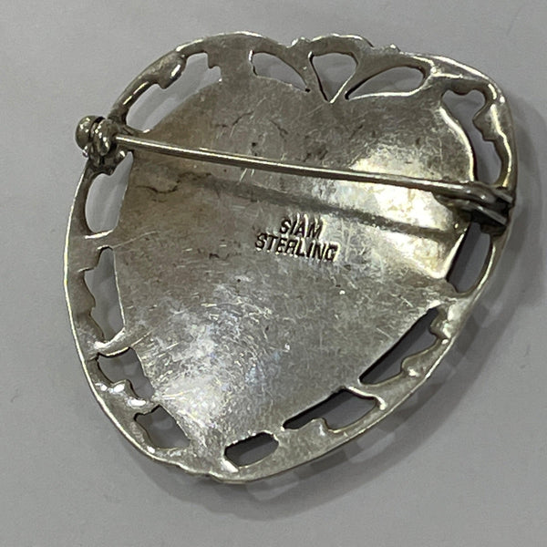 Nielloware Thai Silver Vintage Brooch-Vintageonline-Vintage Online