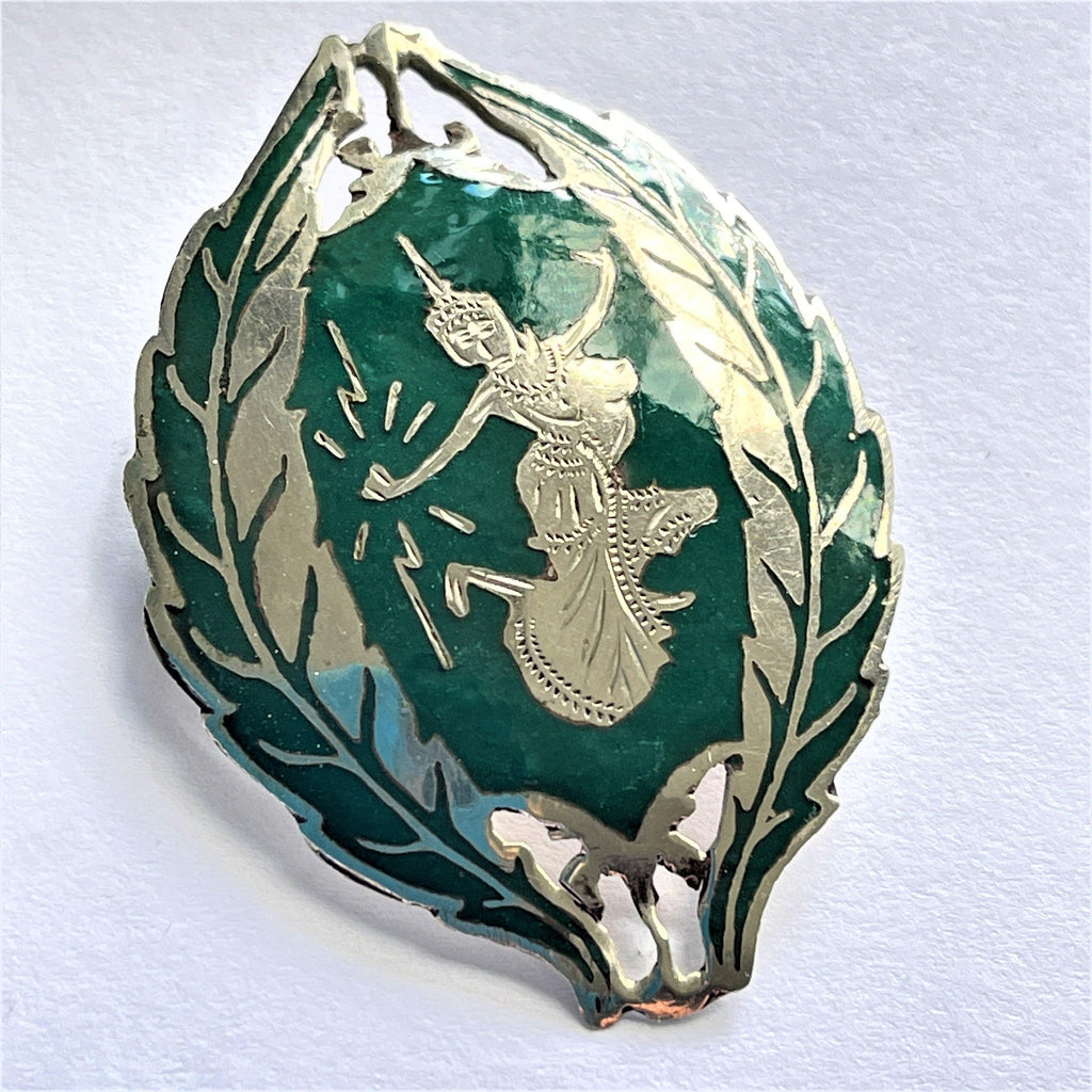 Nielloware Thai Silver Vintage Brooch-Vintageonline-Vintage Online