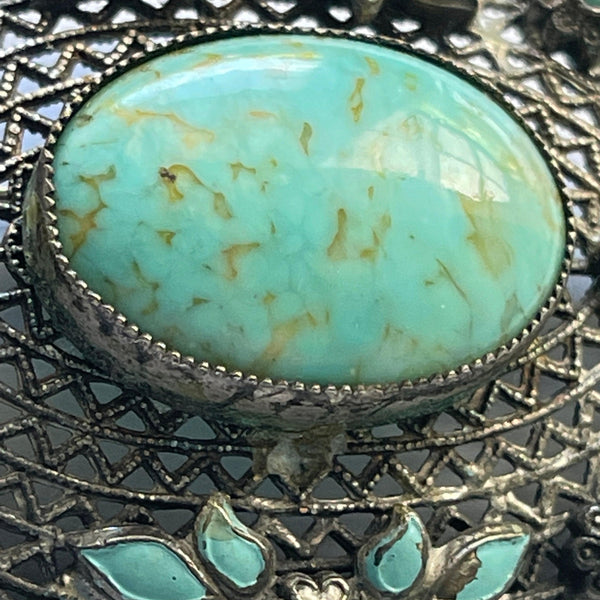 Oval Filigree 1940's Vintage Brooch-Vintageonline-Vintage Online