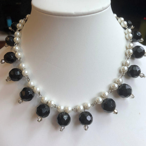 French Jet & Pearl Necklace Vintageonline