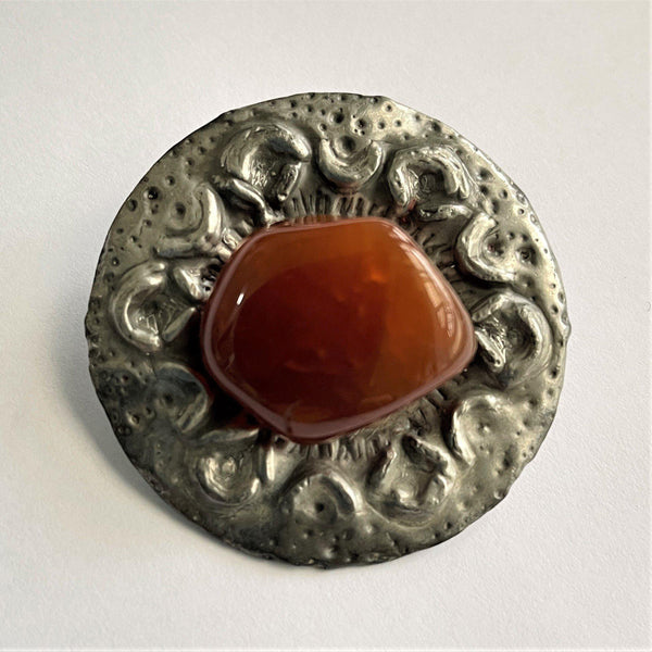 Pewter Gemstone Vintage Brooch-Vintageonline-Vintage Online