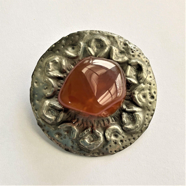Pewter Gemstone Vintage Brooch-Vintageonline-Vintage Online