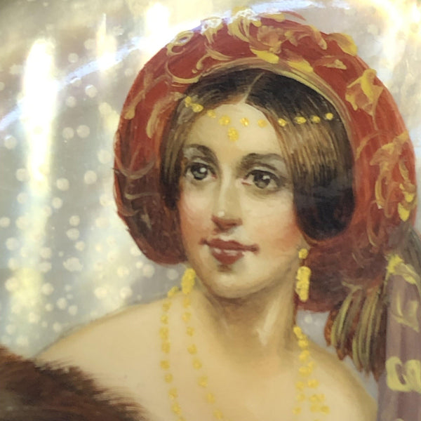 Portrait of a Lady Mother of Pearl Hand Painted Vintage Brooch-Vintage Online-Vintage Online