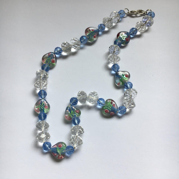 Vintage Online Jewellery | Pretty Blue and Crystal Bead Necklace
