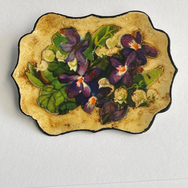 Pretty Violets Vintage Tray Brooch-Vintageonline-Vintage Online