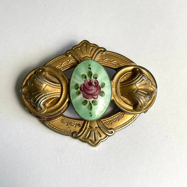 Rare Antique Guilloche Photo Brooch-Vintageonline-Vintage Online