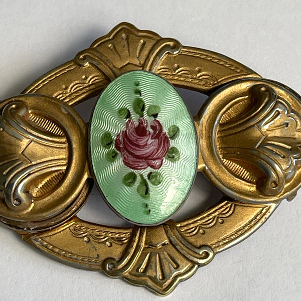 Rare Antique Guilloche Photo Brooch-Vintageonline-Vintage Online