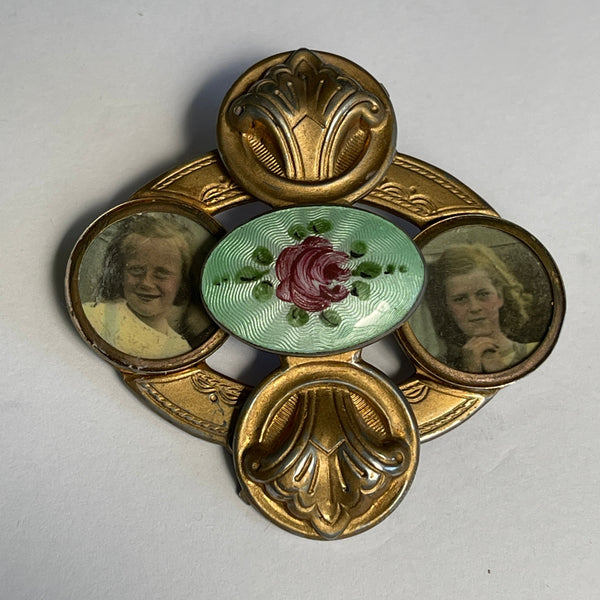 Rare Antique Guilloche Photo Brooch-Vintageonline-Vintage Online