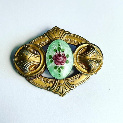Rare Antique Guilloche Photo Brooch-Vintageonline-Vintage Online