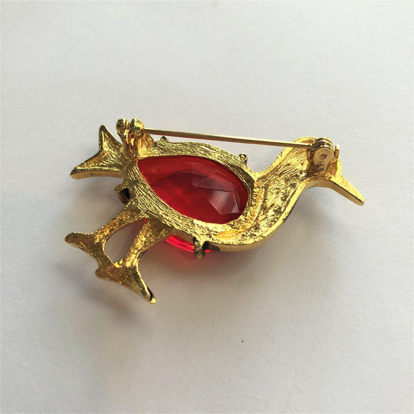 Red Crystal Duck Brooch-Vintageonline-Vintage Online