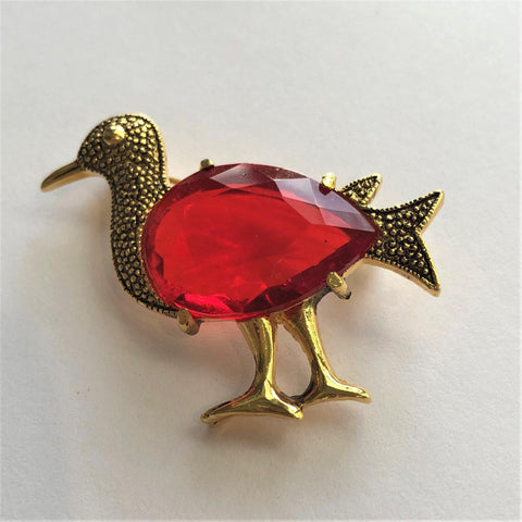 Red Crystal Duck Brooch Vintageonline
