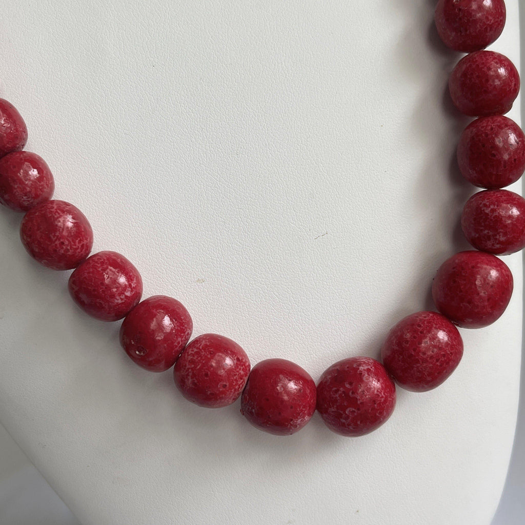 Red wooden shop bead necklace