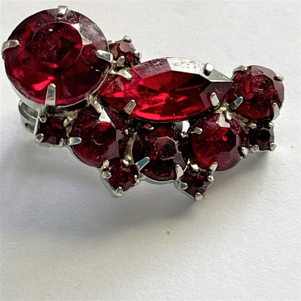 Red Rhinestone Vintage Earrings-Vintageonline-Vintage Online