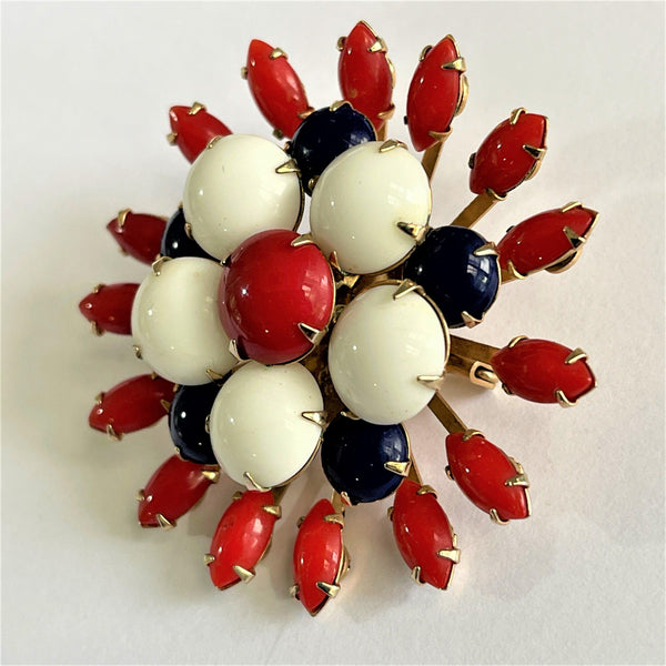 Red White & Blue Retro Patriotic Vintage Brooch-Vintageonline-Vintage Online