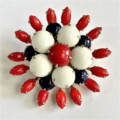 Red White & Blue Retro Patriotic Vintage Brooch-Vintageonline-Vintage Online