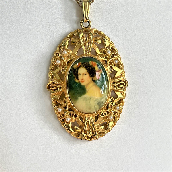 Renaissance Style Portrait Pendant-Vintageonline-Vintage Online