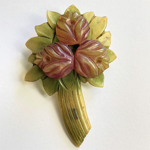Resin Floral Bunch Vintage Brooch-Vintageonline-Vintage Online