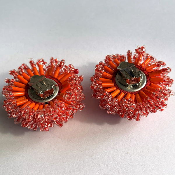 Retro Orange Bead Earrings-Vintageonline-Vintage Online