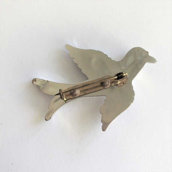 Retro Silver tone Bird Brooch-Vintageonline-Vintage Online