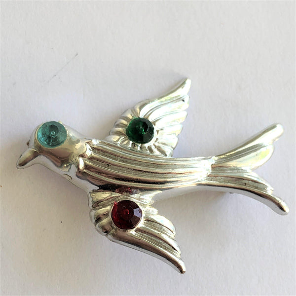 Retro Silver tone Bird Brooch-Vintageonline-Vintage Online