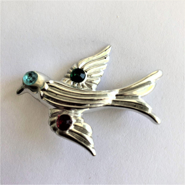 Retro Silver tone Bird Brooch Vintageonline