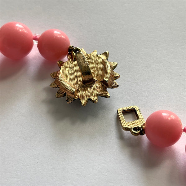 Retro Vintage Mid Century Floral Pink Necklace-Vintageonline-Vintage Online