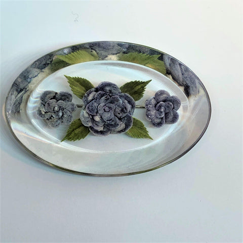 Reverse Carved Vintage Floral Lucite Brooch Vintageonline