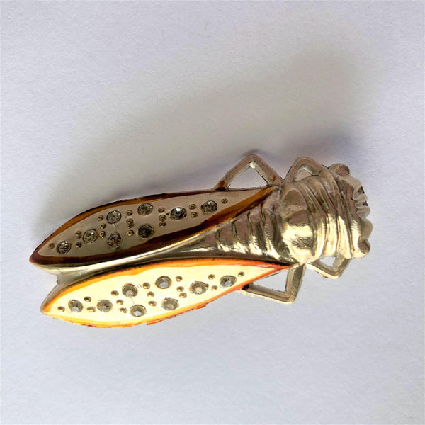 Rhinestone Set Cicada Brooch Vintageonline