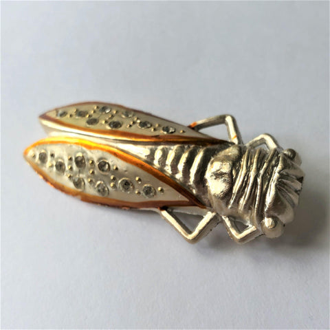 Rhinestone Set Cicada Brooch-Vintageonline-Vintage Online