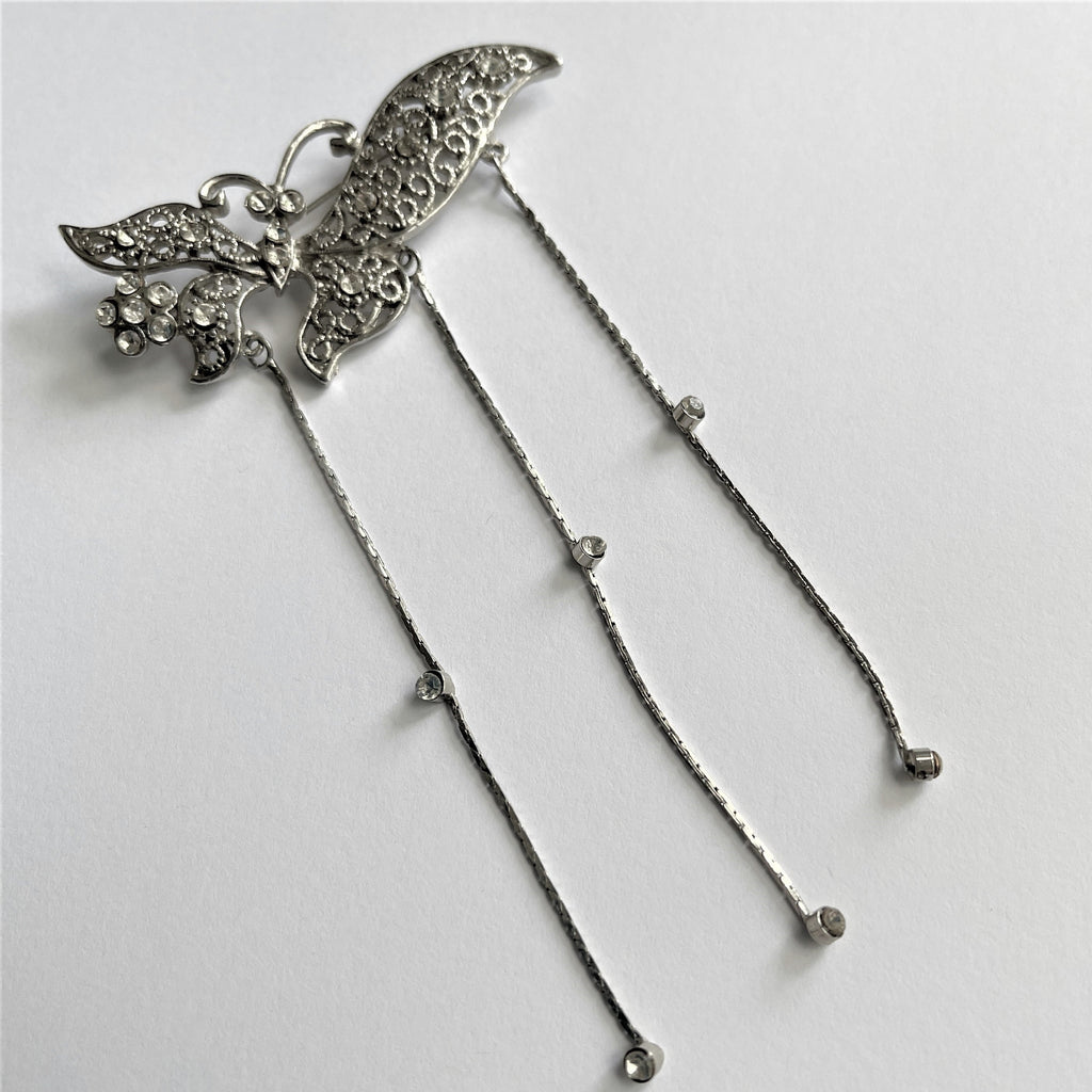Silver tone Butterfly Brooch-Vintageonline-Vintage Online