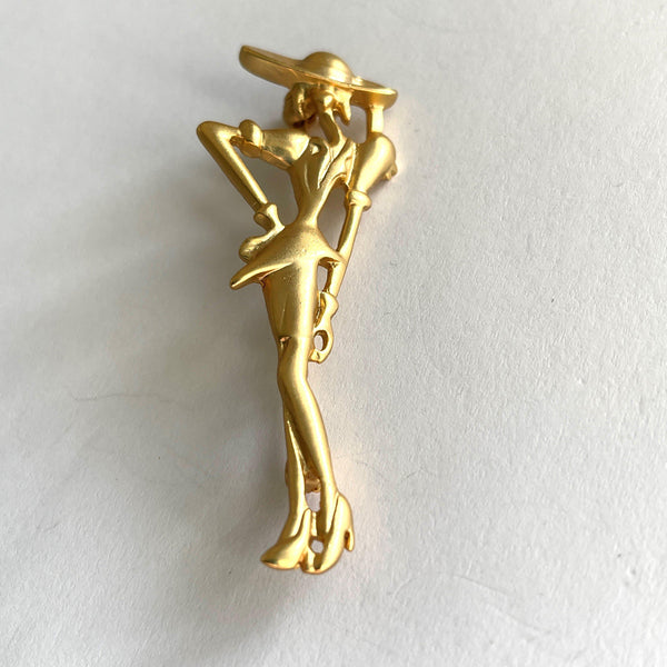 Stylish Gold tone Lady Brooch-Vintageonline-Vintage Online