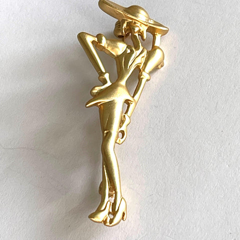 Stylish Gold tone Lady Brooch-Vintageonline-Vintage Online