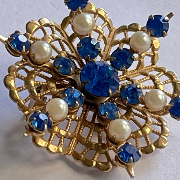 Sunburst of Blue Vintage Brooch-Vintageonline-Vintage Online