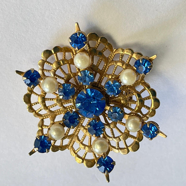 Sunburst of Blue Vintage Brooch-Vintageonline-Vintage Online