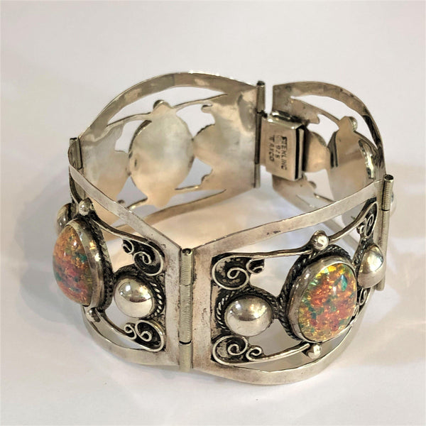 Taxco Mexican Silver Vintage Bracelet-Taxco Mexico-Vintage Online
