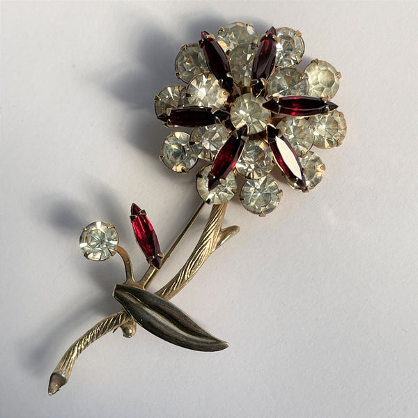 Three Dimensional Rhinestone Designer Vintage Brooch-Vintageonline-Vintage Online