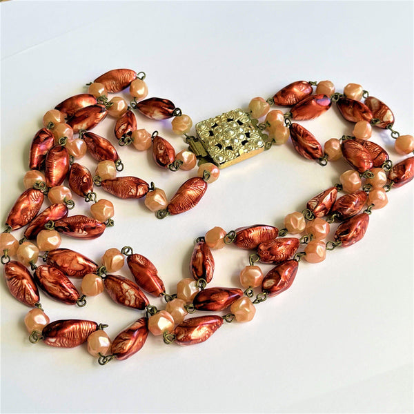 Triple Strand 50's Vintage Bead Necklace-Vintageonline-Vintage Online