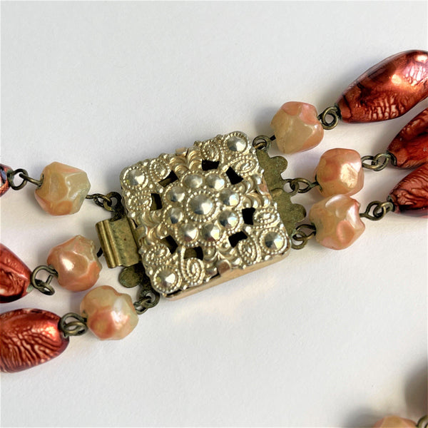 Triple Strand 50's Vintage Bead Necklace-Vintageonline-Vintage Online