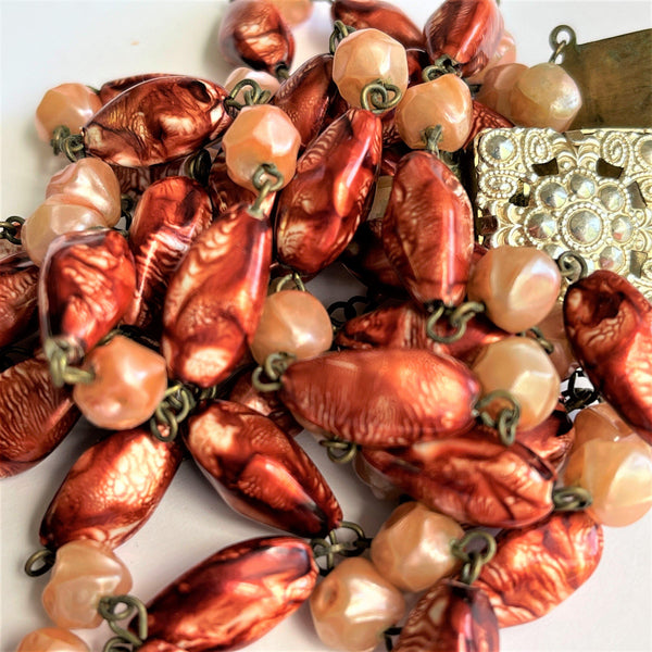 Triple Strand 50's Vintage Bead Necklace-Vintageonline-Vintage Online