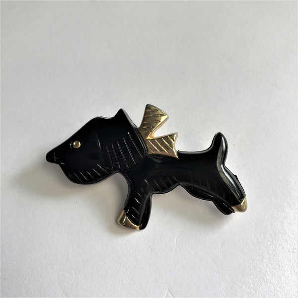 Twin Doggies, Black and White Brooches-Vintage Online-Vintage Online