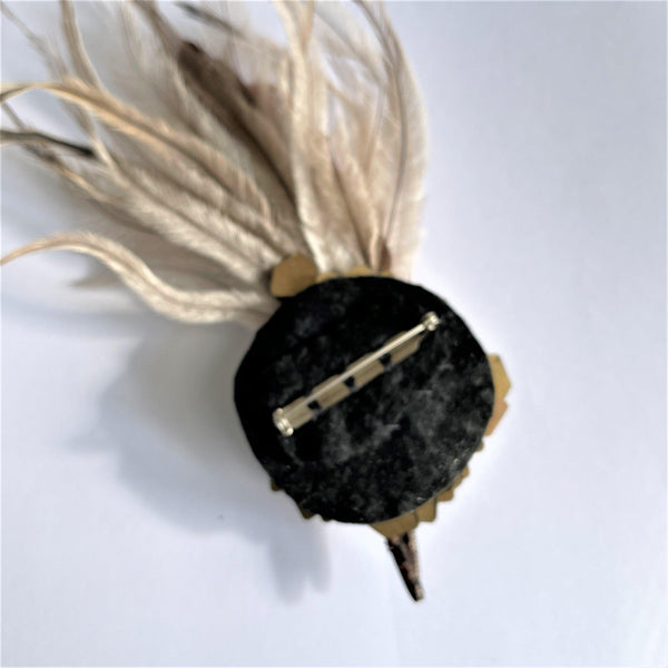 Unique Feather Hand Made Brooch-Vintageonline-Vintage Online