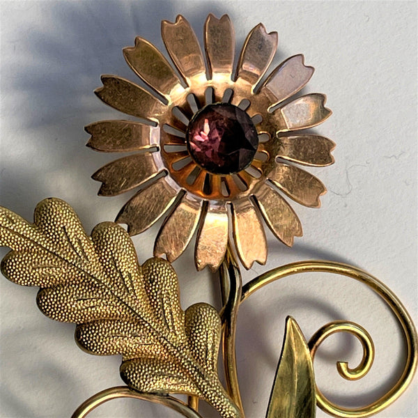 Vintage 50's Flower Head Brooch-Vintageonline-Vintage Online