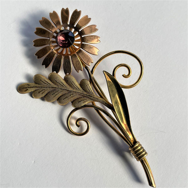 Vintage 50's Flower Head Brooch-Vintageonline-Vintage Online