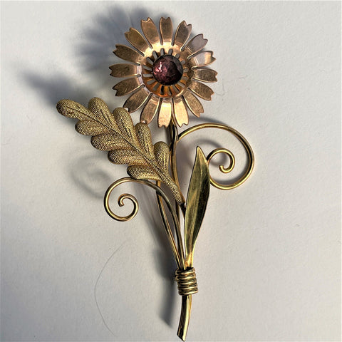 Vintage 50's Flower Head Brooch-Vintageonline-Vintage Online