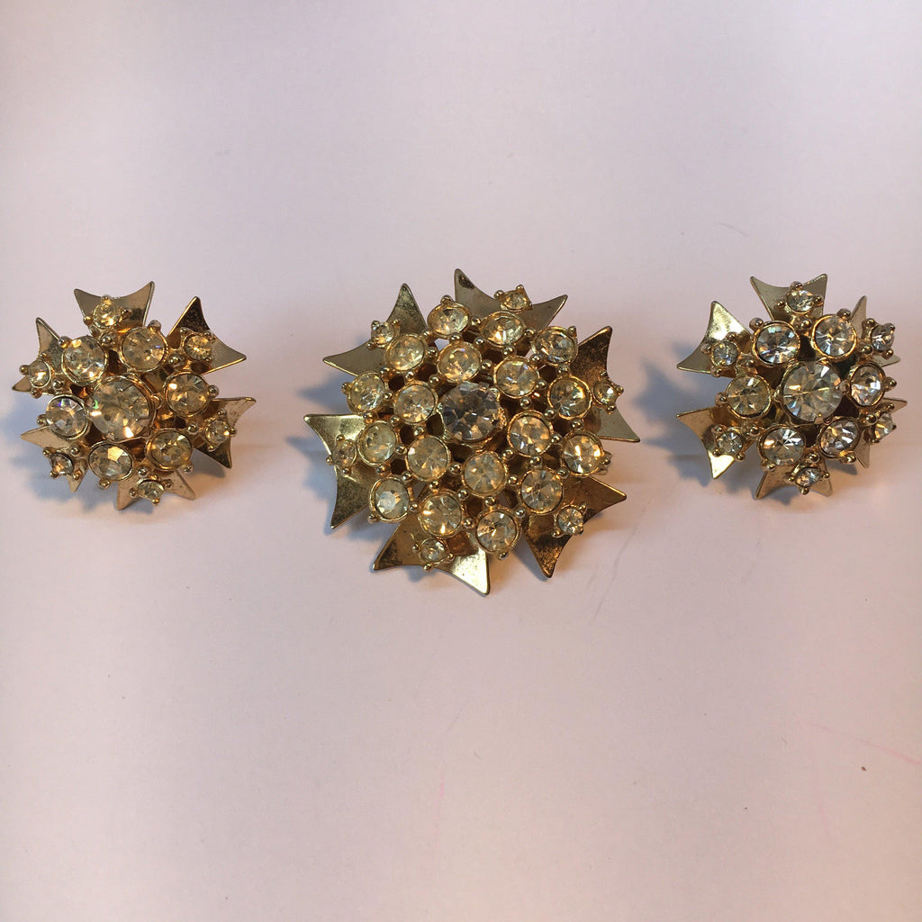 Vintage Brooch Pendant and Earring Set 1960's-Vintage Online-Vintage Online