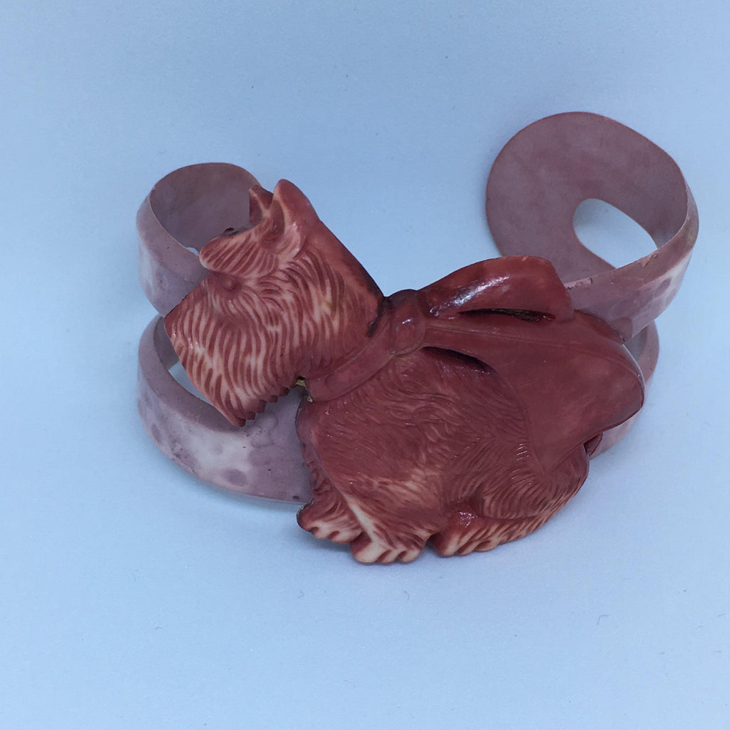 Vintage Celluloid Scotty Dog Cuff Bracelet-Vintage Online-Vintage Online