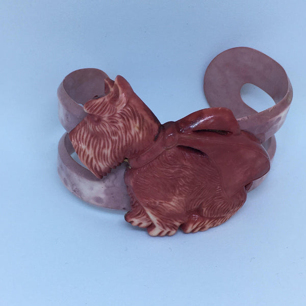 Vintage Celluloid Scotty Dog Cuff Bracelet-Vintage Online-Vintage Online