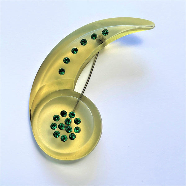 Vintage Clear Lucite Acrylic 1940's Rhinestone Brooch-Vintageonline-Vintage Online